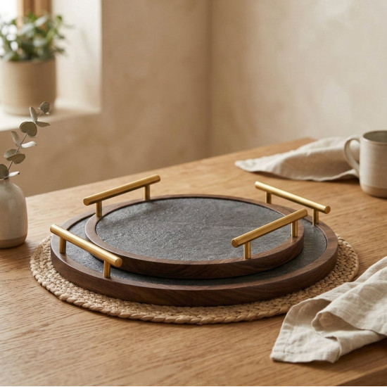 Wooden Tray Set 2 Pcs
